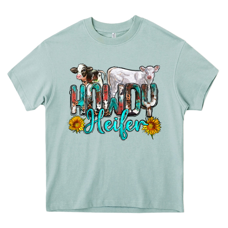 Western Howdy Heifer Heavy Core Tee by NancyCooperArtShop | Teevron