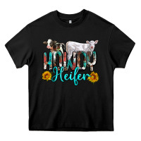 Black western howdy heifer Heavy Core Tee - NancyCooperArtShop