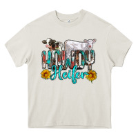 Cream western howdy heifer Heavy Core Tee - NancyCooperArtShop