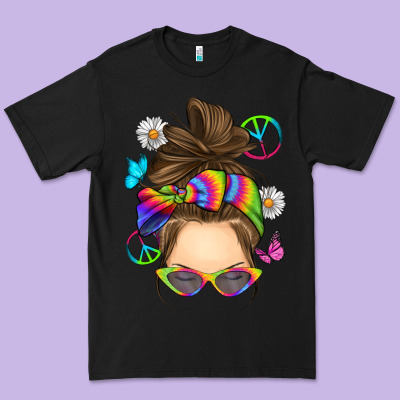 Messy Bun Tie Dye Premium Tee Designed By Ranaportraitstore
