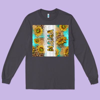 Western Mother's Day Mama With Turquoise And Sunflowers And Leopard Tu Long Sleeve Tee Designed By Tumblerdesignbyshophia