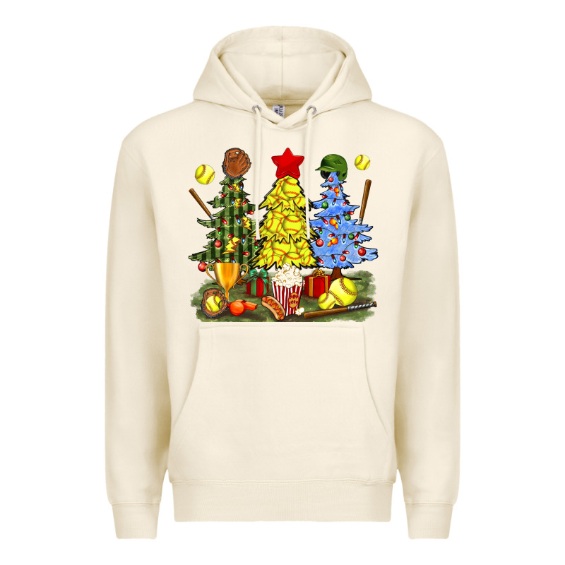 Christmas With Softball Trees Bbs Premium Hoodie by BundleAndBundleShop | Teevron