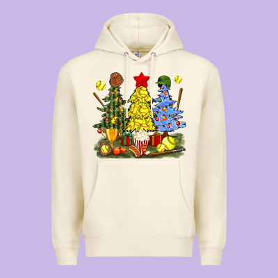 Christmas With Softball Trees Bbs Premium Hoodie Designed By Bundleandbundleshop