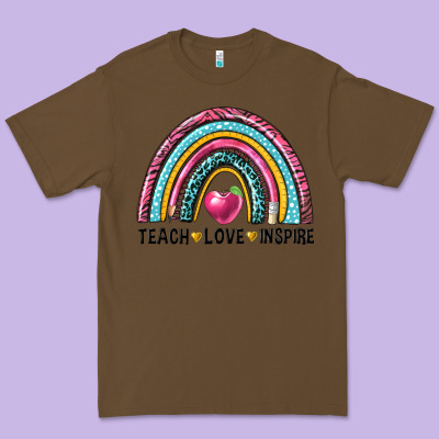 Rainbow Teach Love Inspire Premium Tee Designed By Nancycooperartshop