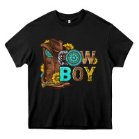 Black western cowboy Heavy Core Tee - NancyCooperArtShop