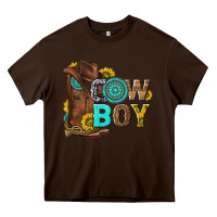 Chocolate Brown western cowboy Heavy Core Tee - NancyCooperArtShop