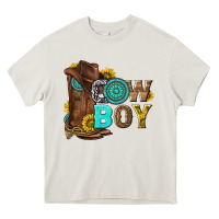 Cream western cowboy Heavy Core Tee - NancyCooperArtShop