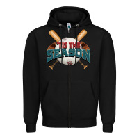 Black 'tis the season baseball Zipper Hoodie - FaDigitalArtStudio
