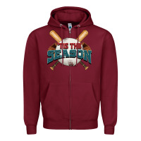 Burgundy 'tis the season baseball Zipper Hoodie - FaDigitalArtStudio