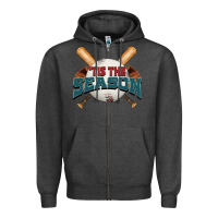 Charcoal Heather 'tis the season baseball Zipper Hoodie - FaDigitalArtStudio