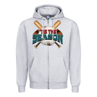 Heather Grey 'tis the season baseball Zipper Hoodie - FaDigitalArtStudio