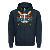 Navy 'tis the season baseball Zipper Hoodie - FaDigitalArtStudio