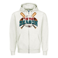 Oatmeal Heather 'tis the season baseball Zipper Hoodie - FaDigitalArtStudio