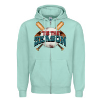 Seafoam 'tis the season baseball Zipper Hoodie - FaDigitalArtStudio