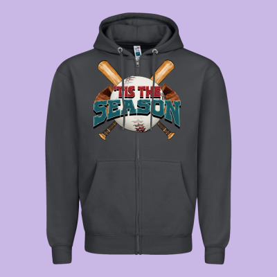 'tis The Season Baseball Zipper Hoodie Designed By Fadigitalartstudio