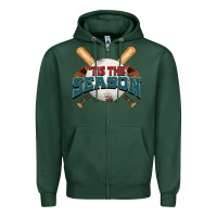 Sports Green 'tis the season baseball Zipper Hoodie - FaDigitalArtStudio