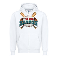 White 'tis the season baseball Zipper Hoodie - FaDigitalArtStudio