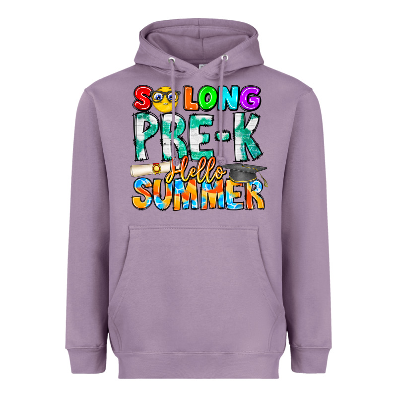 So Long Pre K Hello Summer Heavyweight Hoodie by CowhideDigitalArt | Teevron