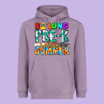 So Long Pre K Hello Summer Heavyweight Hoodie Designed By Cowhidedigitalart