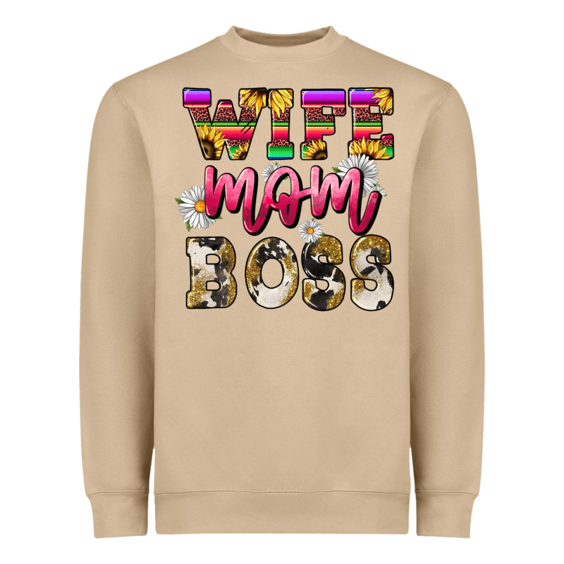 Wife Mom Boss Daisy Mother's Day Heavyweight Sweatshirt by HowdyJamesFarm | Teevron