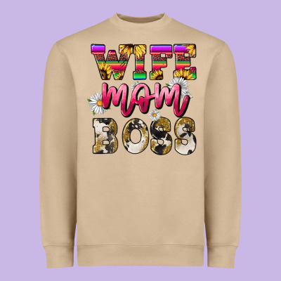 Wife Mom Boss Daisy Mother's Day Heavyweight Sweatshirt Designed By Howdyjamesfarm