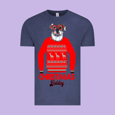 Christmas Buldog Vintage Tee Designed By Bettercallsaul