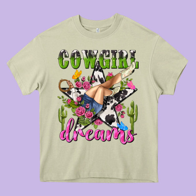 Western Rodeo Cowgirl Dreams Heavy Core Tee Designed By Nancycooperartshop
