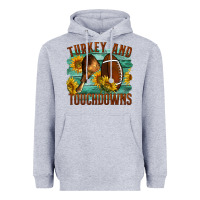 Heather Grey Turkey And Touchdowns Heavyweight Hoodie - LillyAllenDesigns