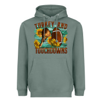 Sage Turkey And Touchdowns Heavyweight Hoodie - LillyAllenDesigns