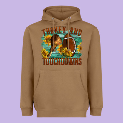 Turkey And Touchdowns Heavyweight Hoodie Designed By Lillyallendesigns