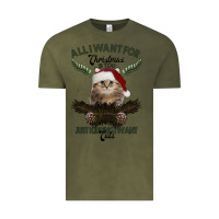 Vintage Olive All I Want For Christmas Is You Just Kidding I Want Cats Vintage Tee - Bettercallsaul