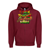 Burgundy thick thighs juneteenth vibes Zipper Hoodie - FaDigitalArtStudio