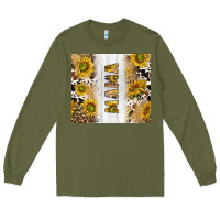 Army Green western mother's day mama with cowhide and sunflowers tumbler tbs Long Sleeve Tee - TumblerDesignByShophia