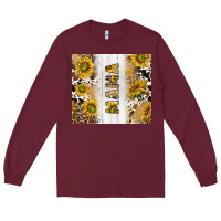 Burgundy western mother's day mama with cowhide and sunflowers tumbler tbs Long Sleeve Tee - TumblerDesignByShophia