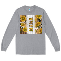 Heather Grey western mother's day mama with cowhide and sunflowers tumbler tbs Long Sleeve Tee - TumblerDesignByShophia