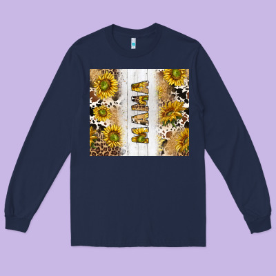 Western Mother's Day Mama With Cowhide And Sunflowers Tumbler Tbs Long Sleeve Tee Designed By Tumblerdesignbyshophia