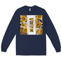 Navy western mother's day mama with cowhide and sunflowers tumbler tbs Long Sleeve Tee - TumblerDesignByShophia