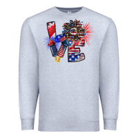 Heather Grey patriotic Love Premium Sweatshirt - CowhideDigitalArt
