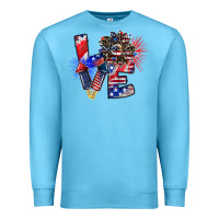 Ocean Blue patriotic Love Premium Sweatshirt - CowhideDigitalArt