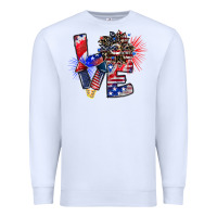 White patriotic Love Premium Sweatshirt - CowhideDigitalArt