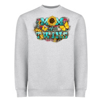 Heather Grey Mom of twins sunflower mothers day Heavyweight Sweatshirt - HowdyJamesFarm