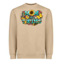 Mushroom Mom of twins sunflower mothers day Heavyweight Sweatshirt - HowdyJamesFarm