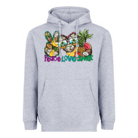 Heather Grey Peace Love Summer Heavyweight Hoodie - CowhideDigitalArt