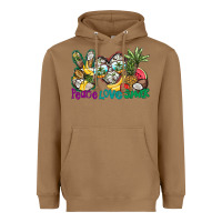 Toasted Coconut Peace Love Summer Heavyweight Hoodie - CowhideDigitalArt