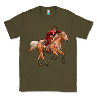 Army Green Western Christmas Cowgirl On The Horse Classic Tee - RanaPortraitStore