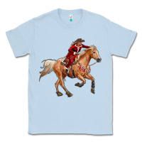 Dusty Blue Western Christmas Cowgirl On The Horse Classic Tee - RanaPortraitStore