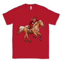 Red Western Christmas Cowgirl On The Horse Classic Tee - RanaPortraitStore