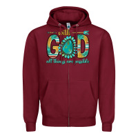 Burgundy with god all things are possible with turquoise gemstone bbs Zipper Hoodie - BundleAndBundleShop