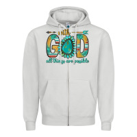 Dove Grey with god all things are possible with turquoise gemstone bbs Zipper Hoodie - BundleAndBundleShop