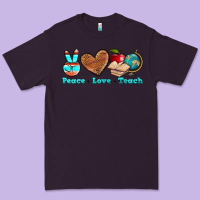 Peace Love Teach Premium Tee Designed By Nancycooperartshop